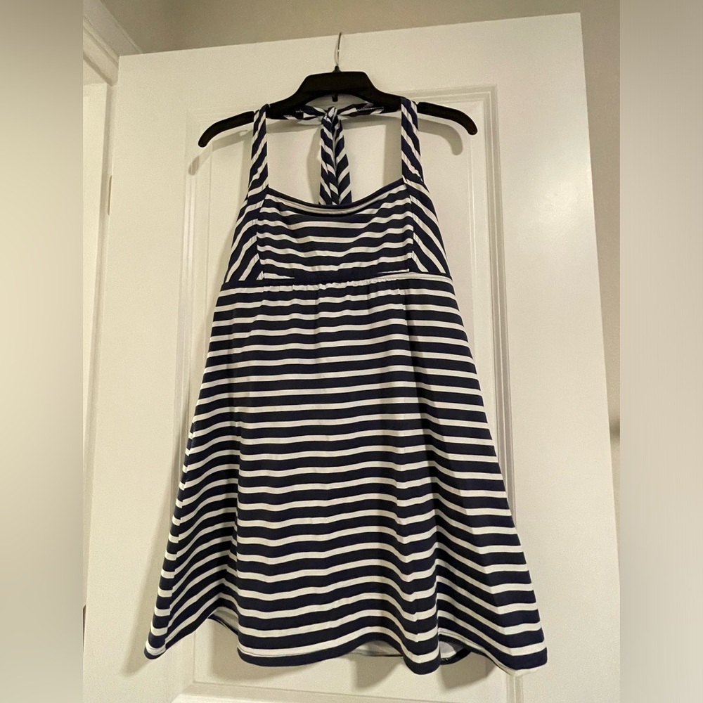 Land’s End Navy and White Striped two piece Bathing Suit Dress